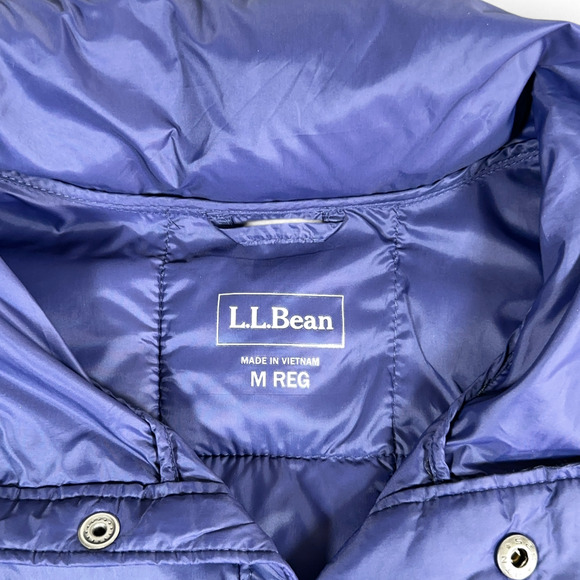 LL Bean Jacket Adult MEDIUM Blue Puffer Quilted Insulated Button Snap Coat - Picture 4 of 9